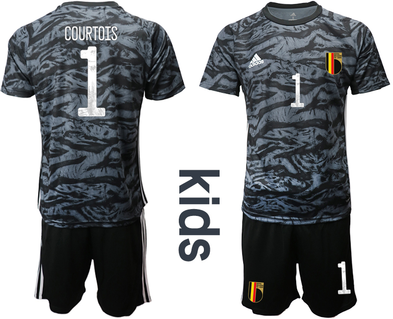 2021 European Cup Belgium black Youth goalkeeper #1 soccer jerseys